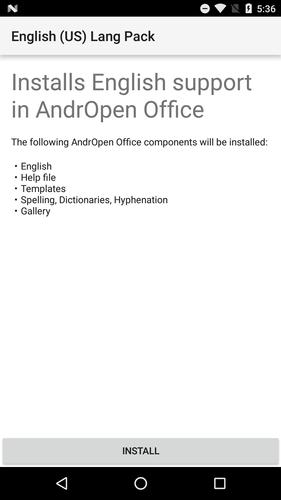 English Lang Pack for AndrOpen Office