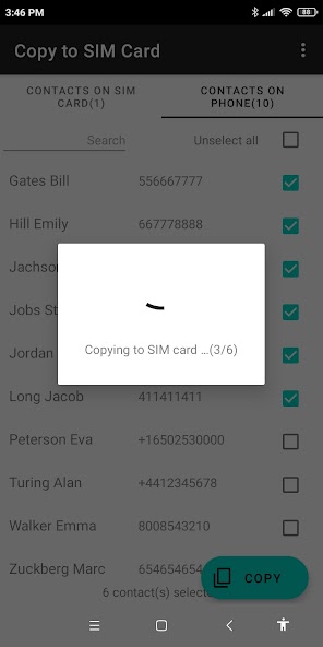 Copy to SIM Card