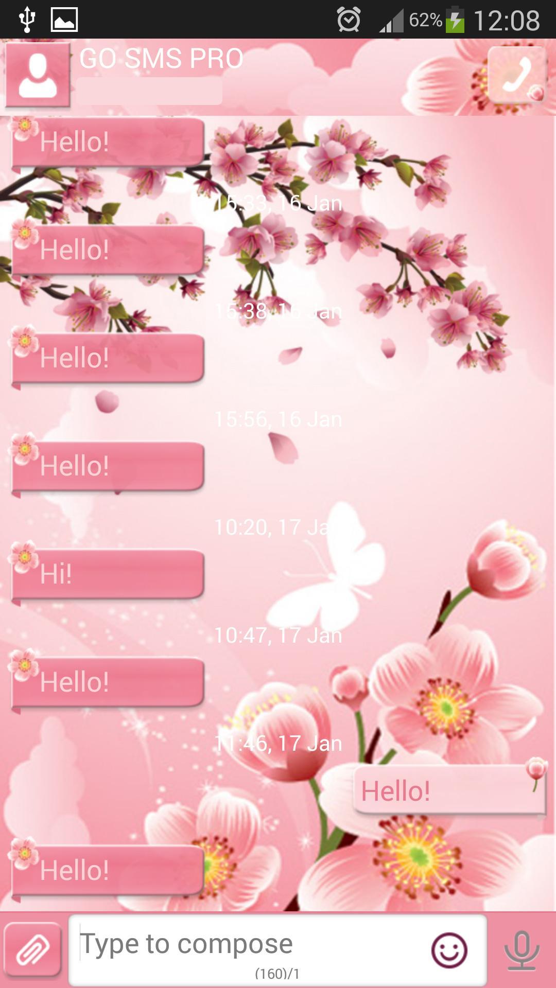 GO SMS Cherry Flowers Theme