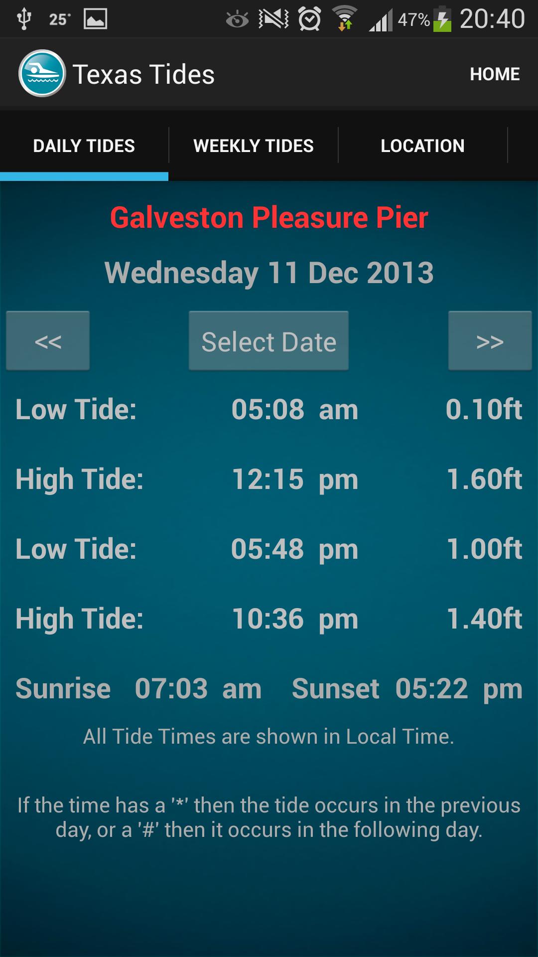 Texas Tide Times