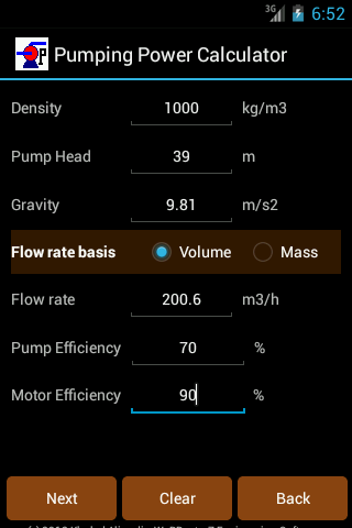 Pumping power calculator Lite