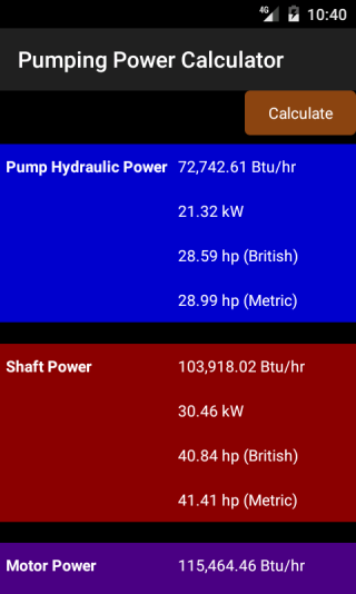 Pumping power calculator Lite