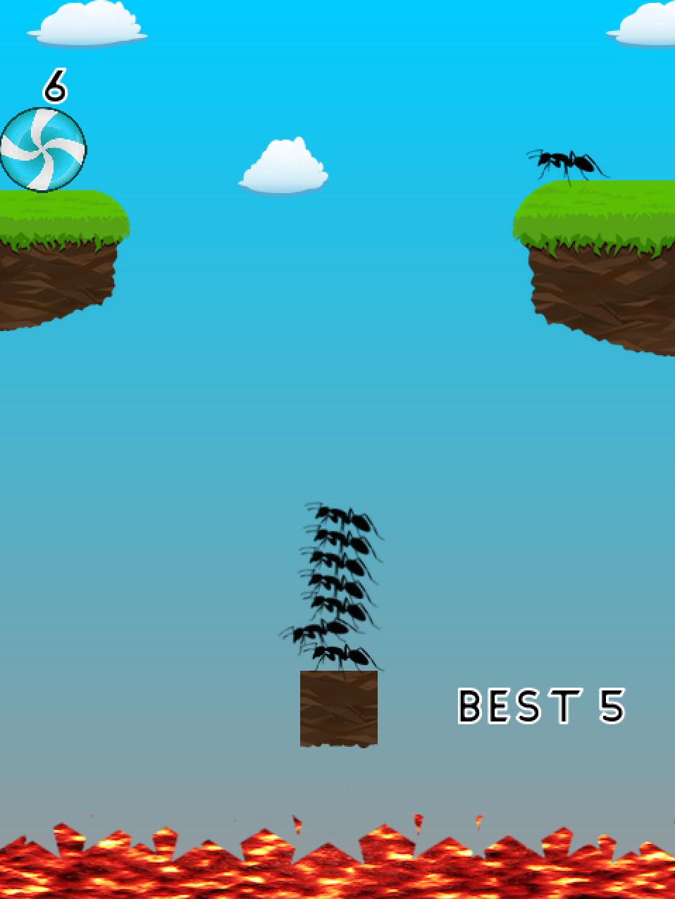 Fire Ants stacked towers game