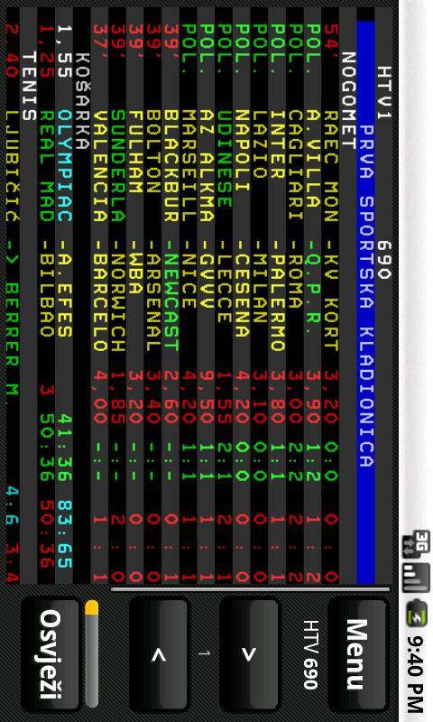 1x2 TxT - Teletext live scores