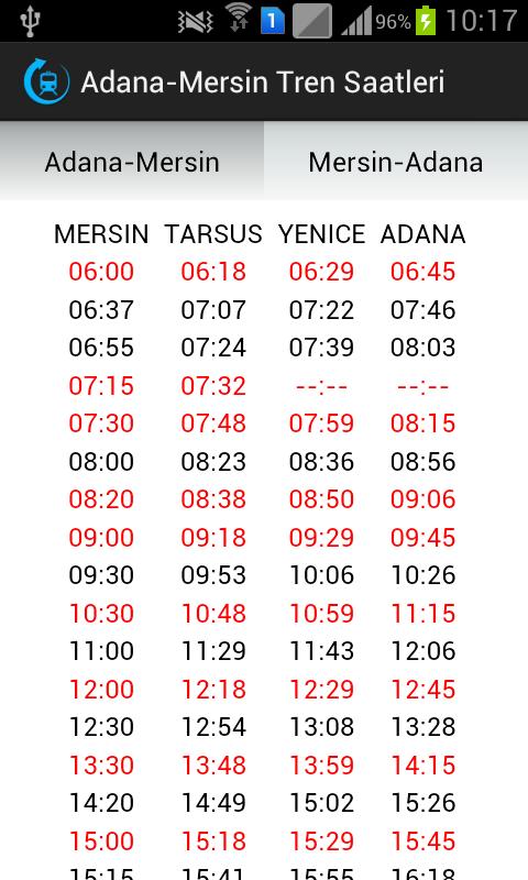 Adana - Mersin Tren Saatleri