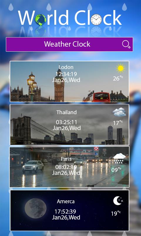 World clock widget and weather