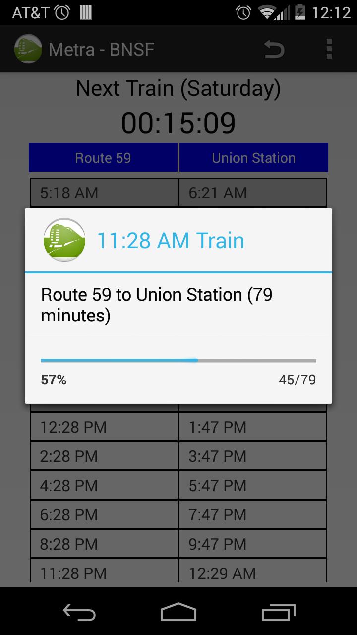 Schedule for Metra - BNSF
