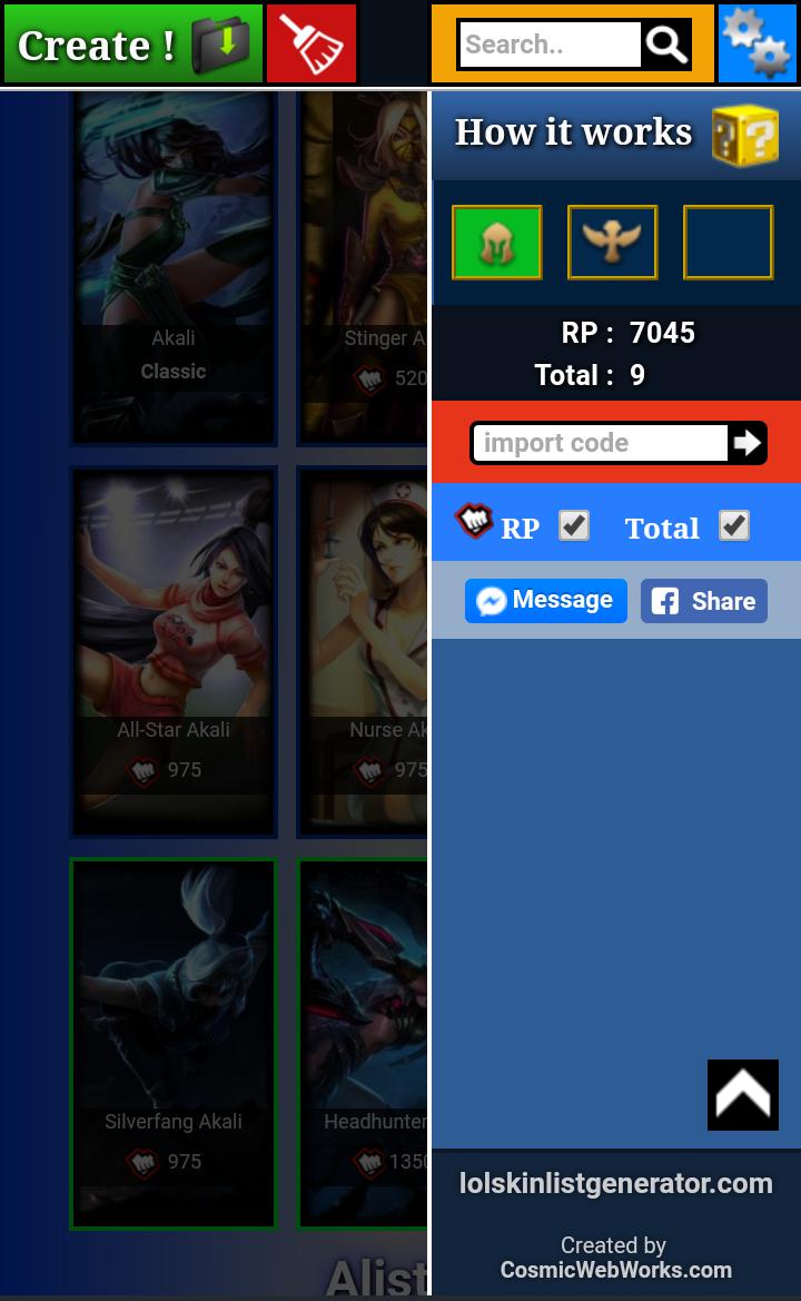 Lol Skin List Generator X