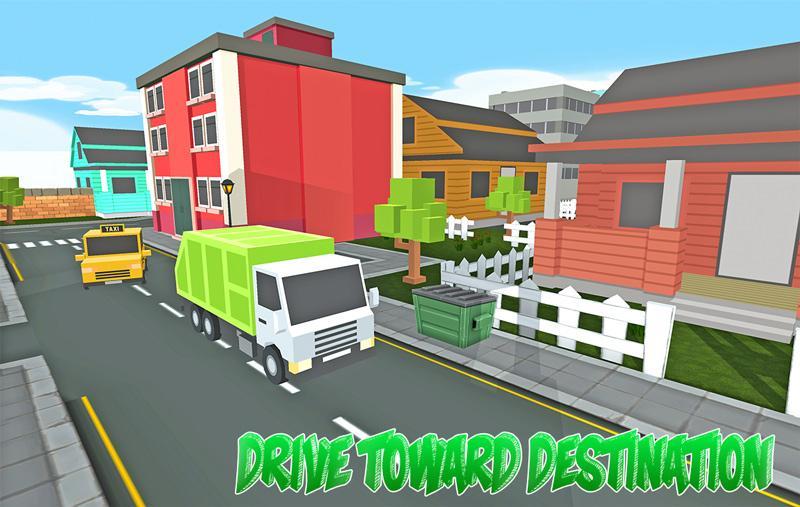 Blocky Garbage Truck Transport