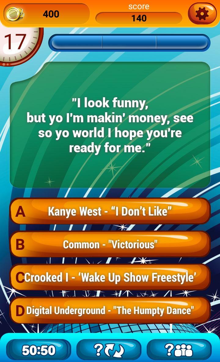 Guess The Lyrics Rap Quiz