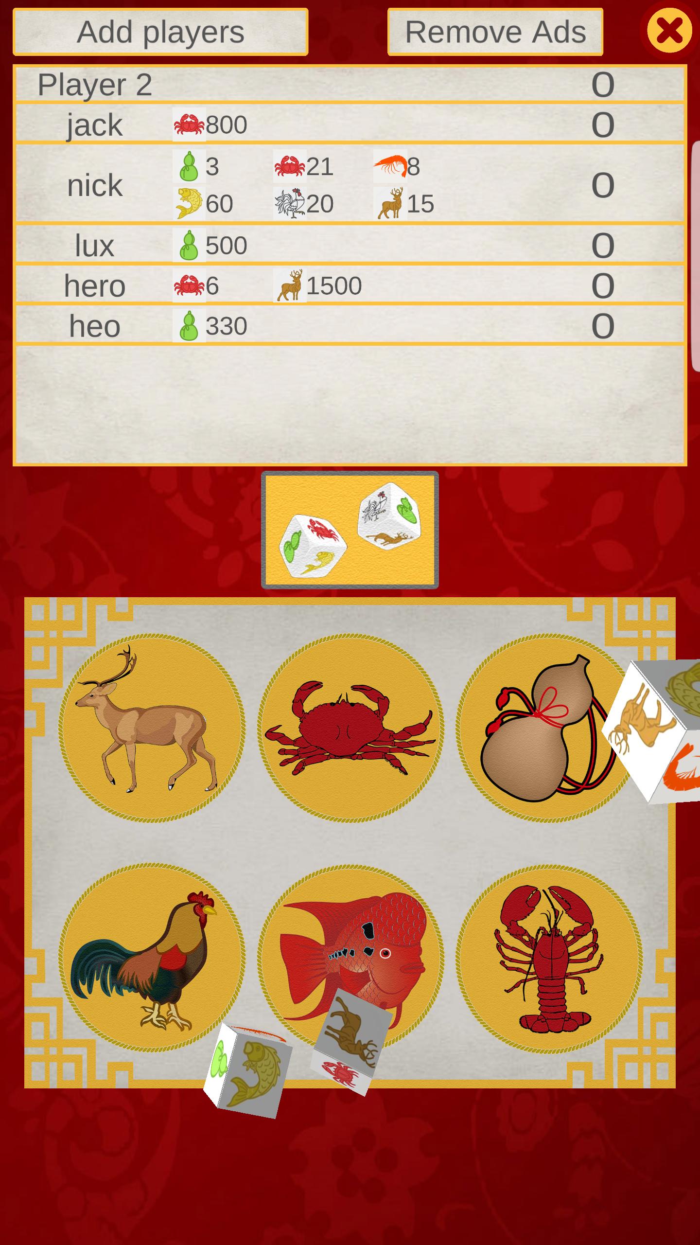 Fish Prawn Crab, 3D dice-game